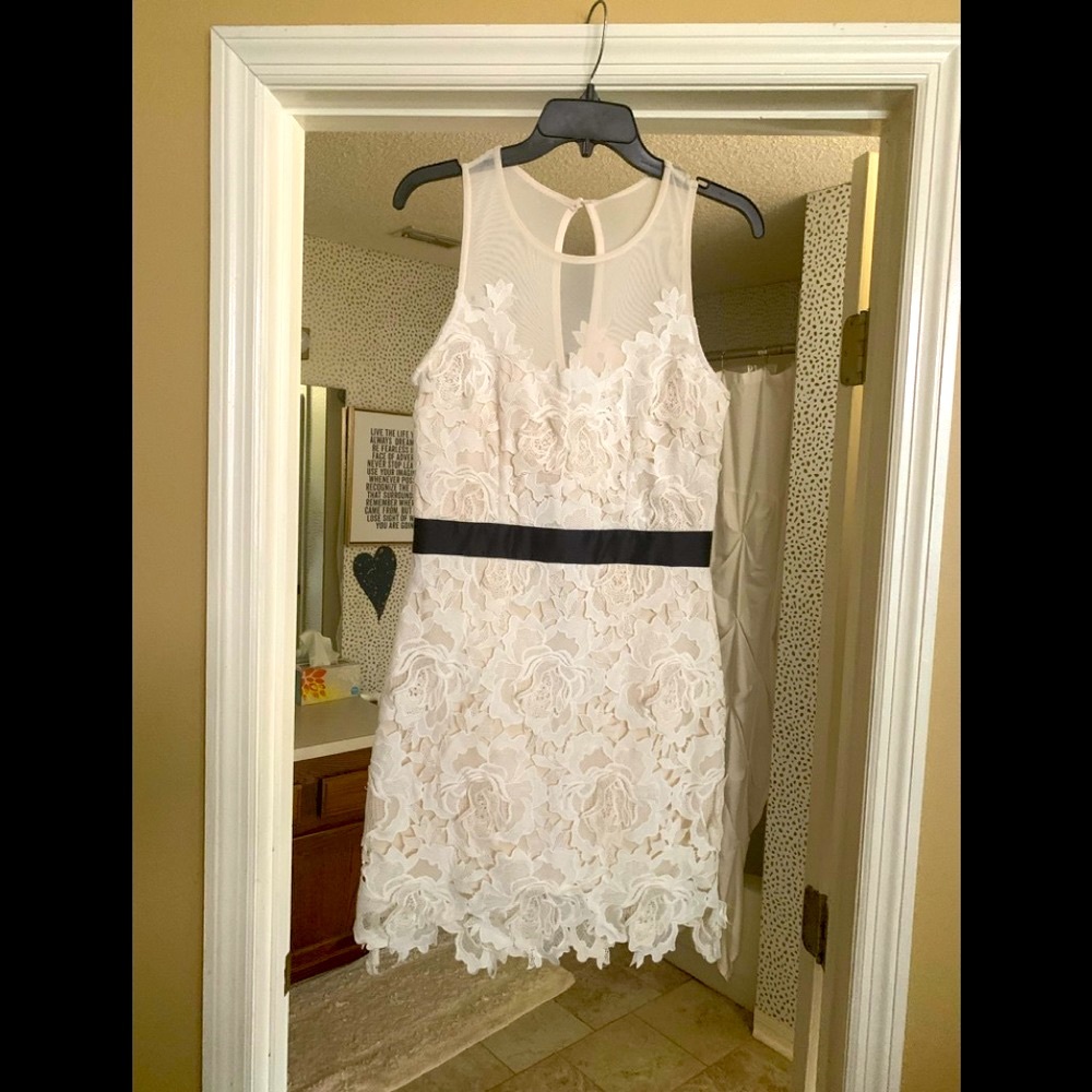 White Lace Fitted Dress